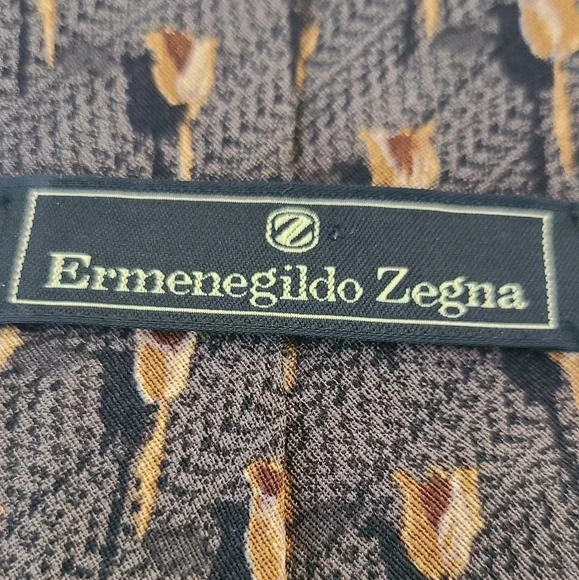 🇮🇹🌷ZEGNA vintage tie, brown, tulips pattern - Picture 7 of 13